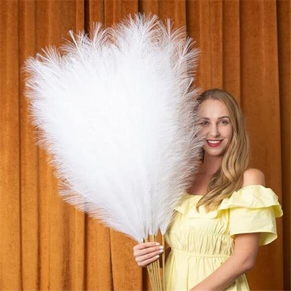 Pampas Grass Decor Tall, 43"/110cm Faux Pampas Grass 6 Stems Large Pompass Grass - Picture 7 of 7